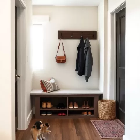 Mały przedpokój z siedziskiem