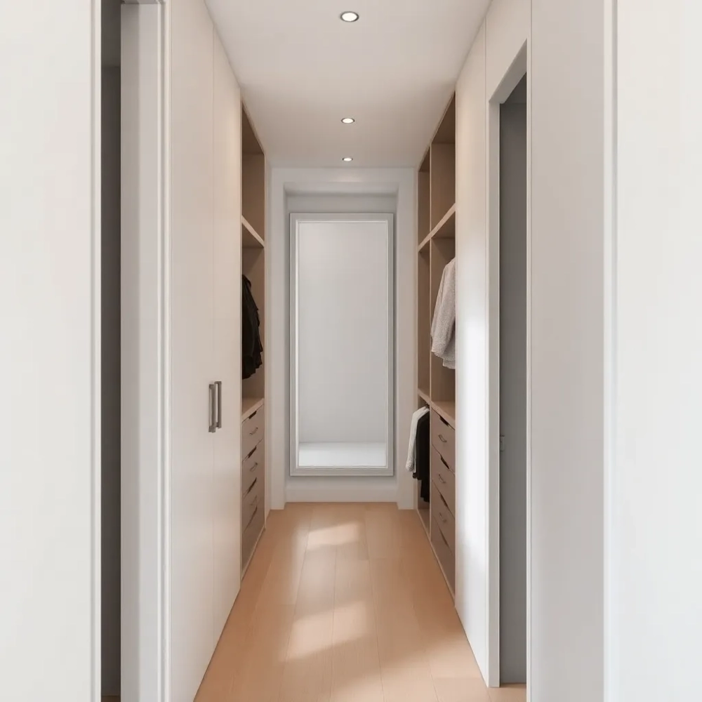 Wąski przedpokój z szafą