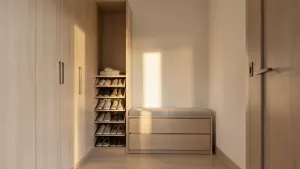 garderoba do przedpokoju z szafą i siedziskiem